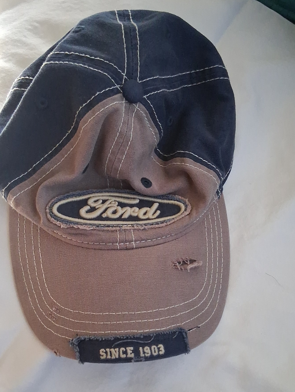 Ford Two-Tone Navy and Brown Distressed Baseball Cap